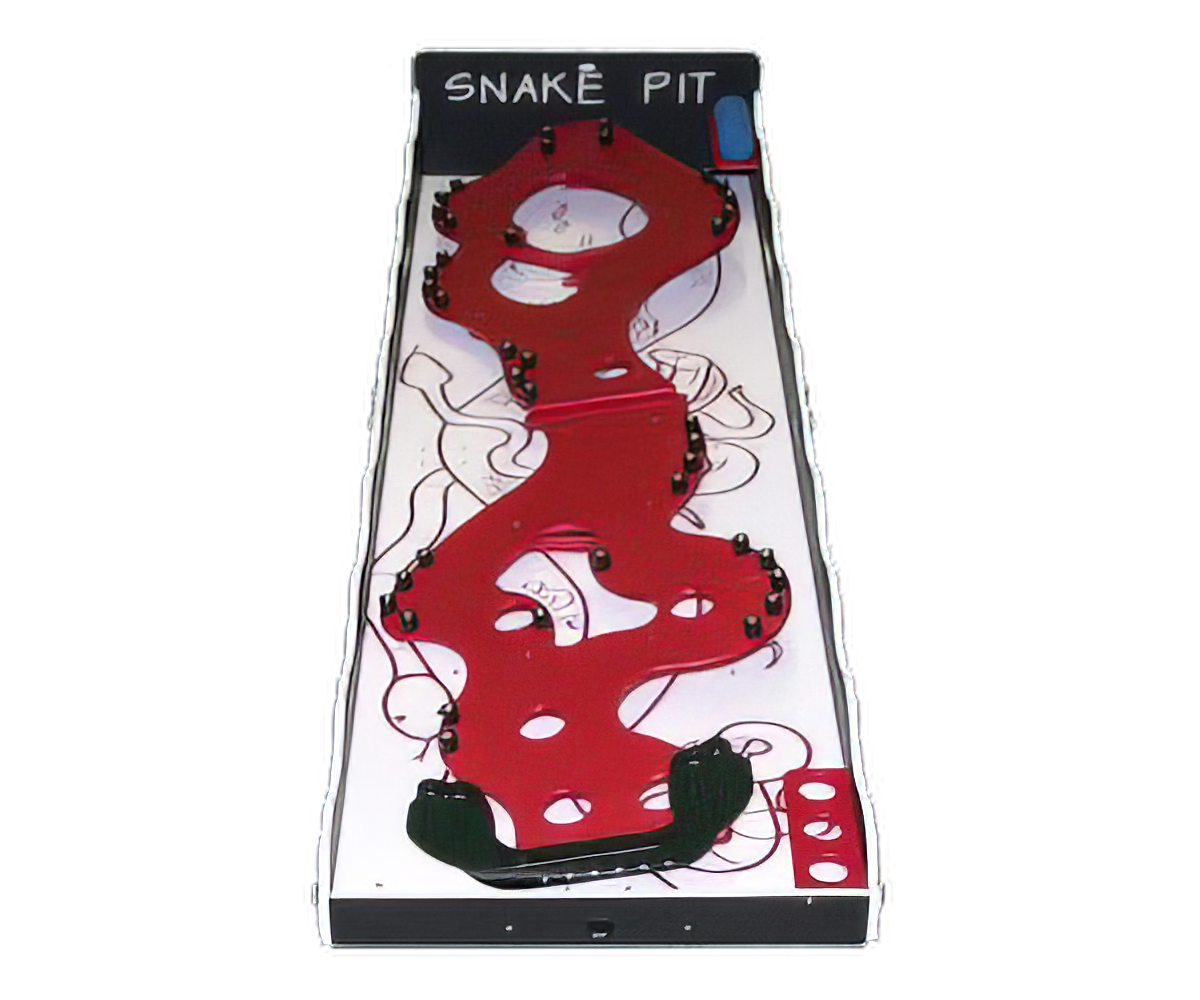 A snake pit game is sitting on a table.