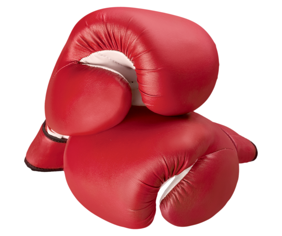 A pair of red boxing gloves on a white background