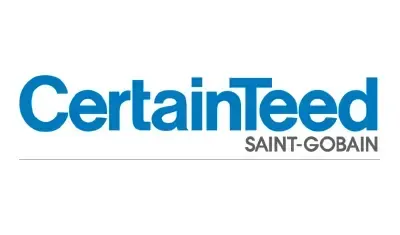 The logo for certainteed saint-gobain is blue and white.
