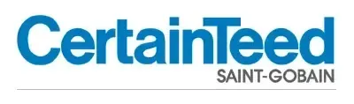 The logo for certainteed saint gobain is blue and white.