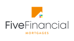 The logo for five financial mortgages has a house on it.