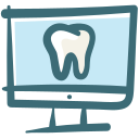 A computer monitor with a tooth on it.