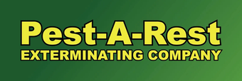 Pest-A-Rest Exterminating Company logo in yellow text on a green background
