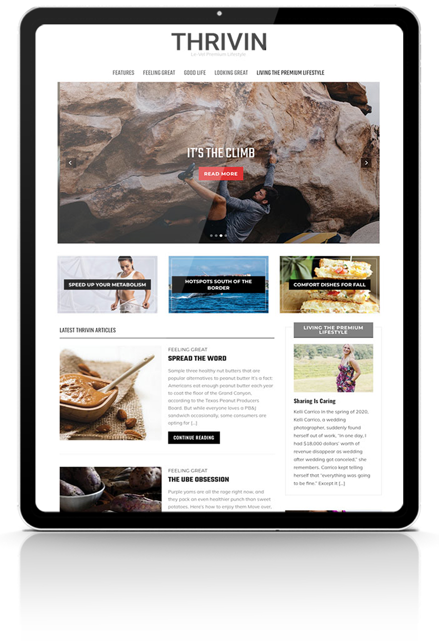 THRIVIN home site on iPad