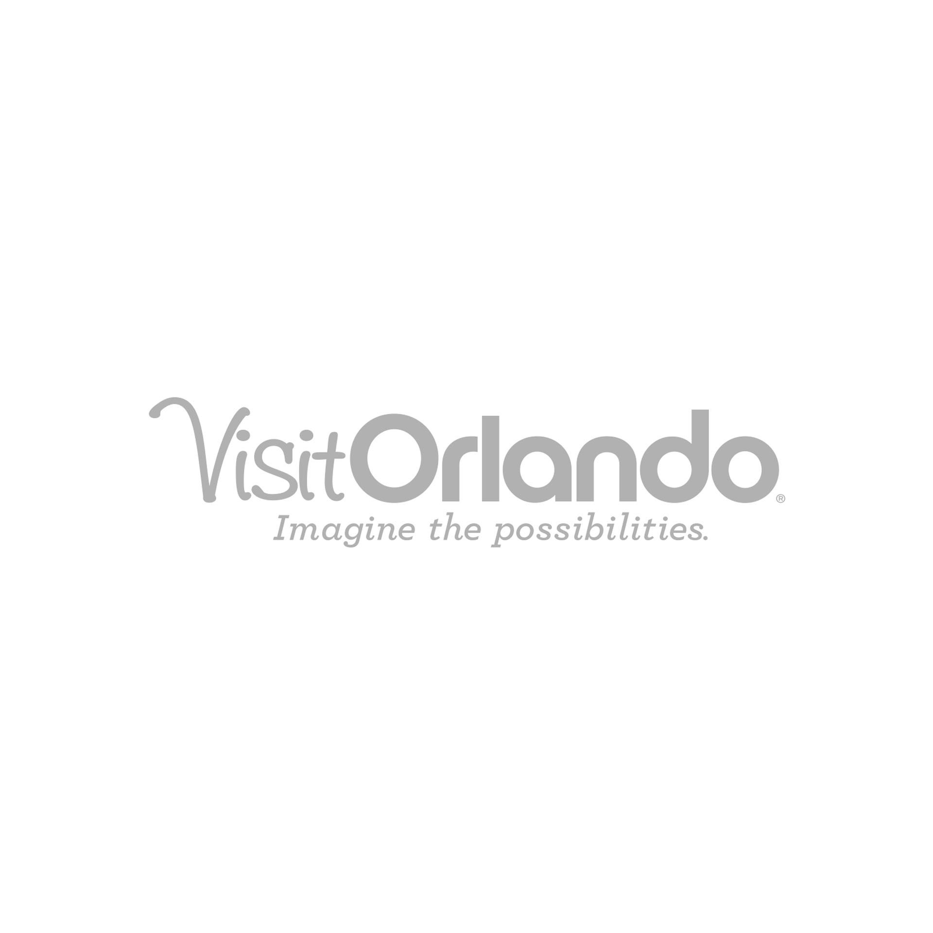 Gray Visit Orlando logo on white