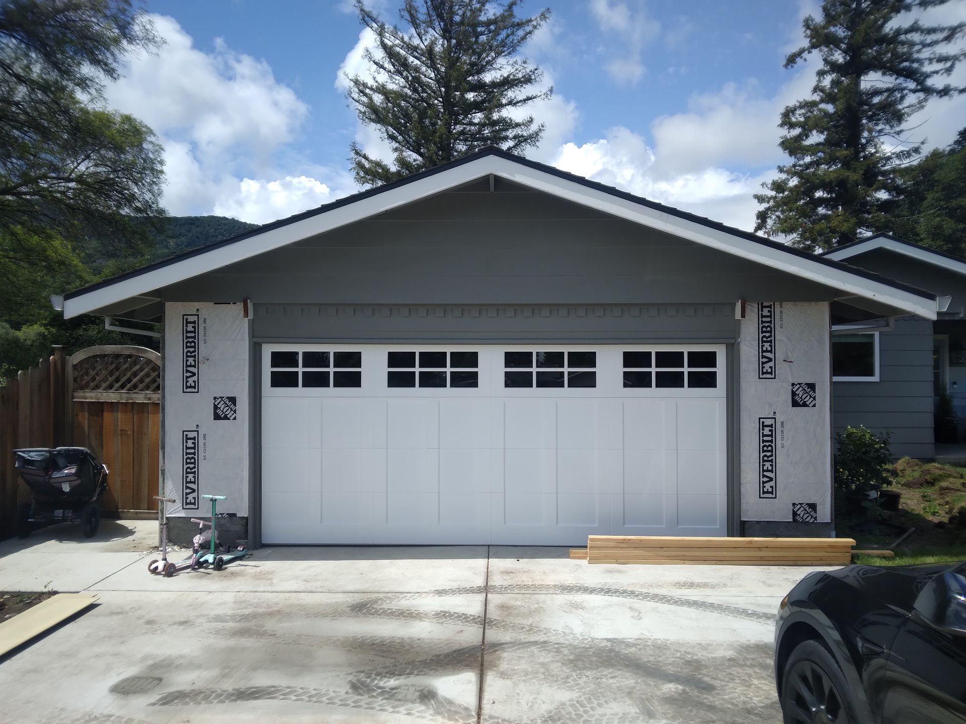 The outside view of a garage door installation in Fairfield, CA by Garage Door Excellence