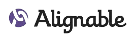 A logo for alignable with a purple circle on a white background.
