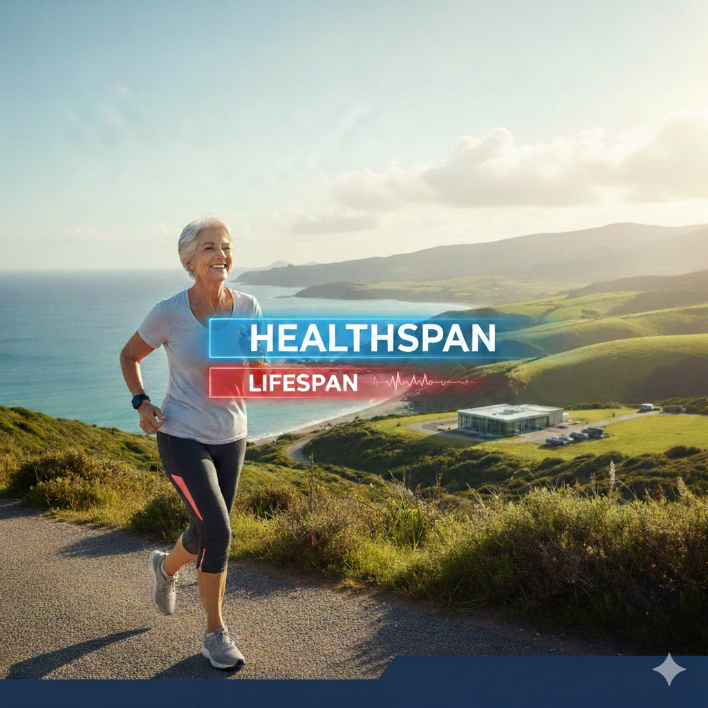 Si vede una signora in età in buona forma fisica che corre all'aperto