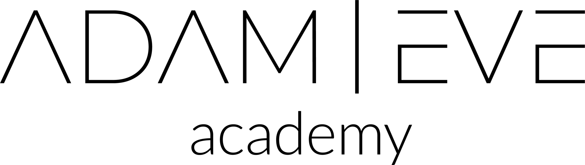 Een zwart-wit logo voor Adam Eve Academy
