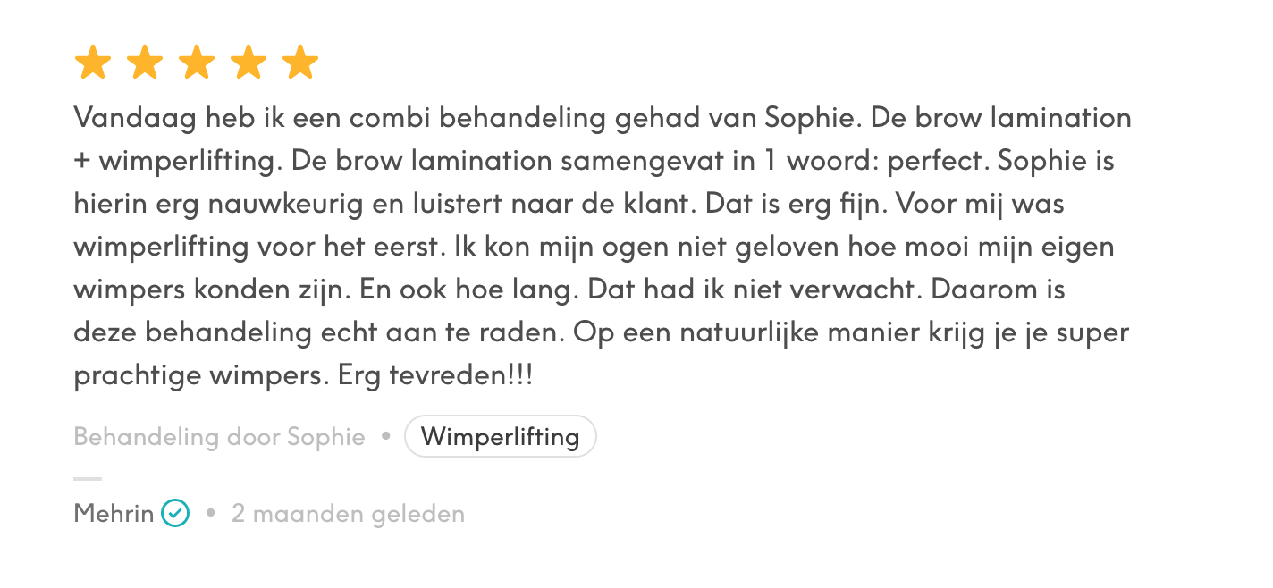 Een recensie in een vreemde taal met vijf sterren