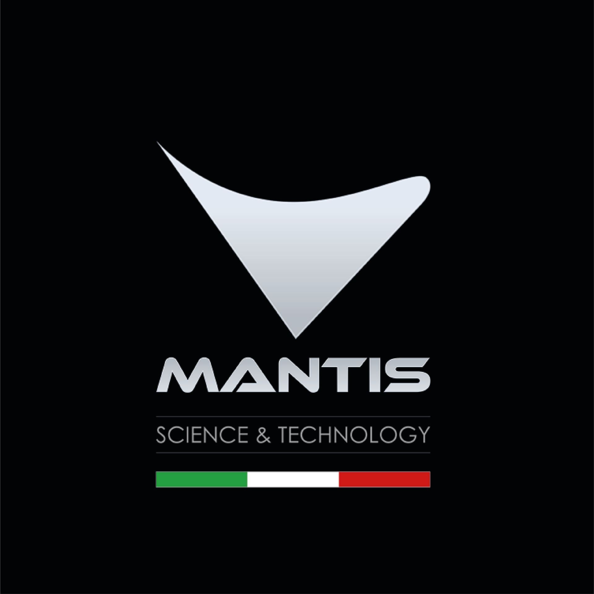 Il logo della scienza e della tecnologia della mantide è su sfondo nero.
