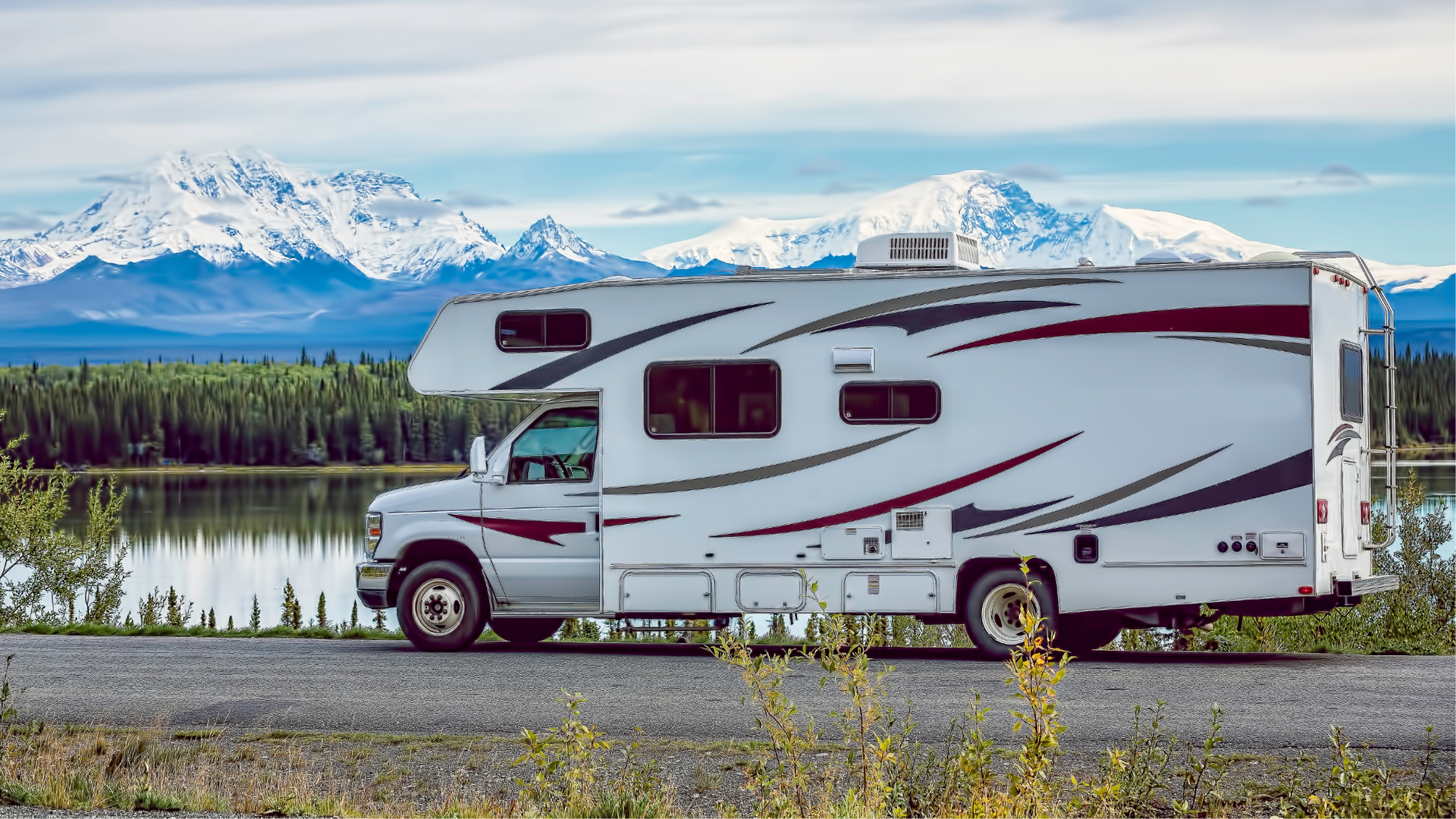 rv driving through the mountains