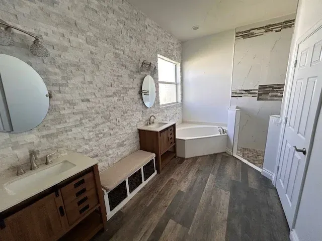 Updated bathroom of rental house.