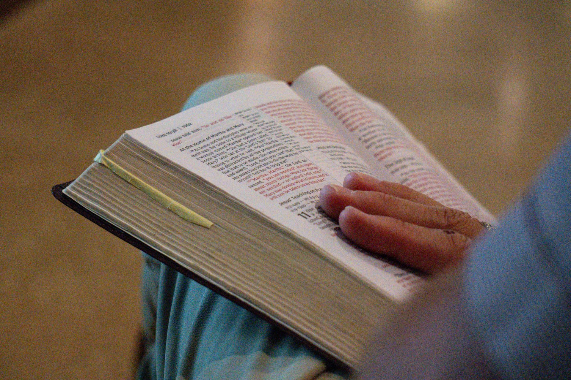 A person is reading a bible.