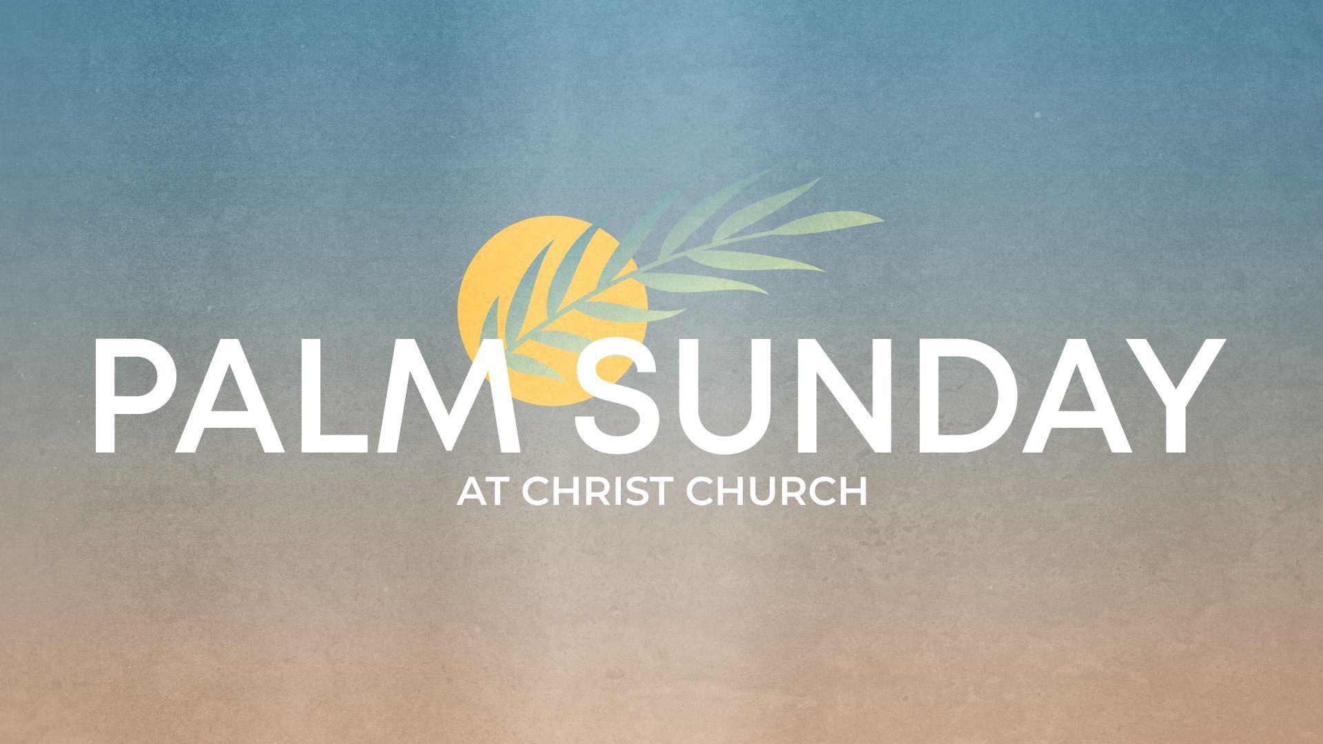 The logo for Palm Sunday at Christ Church shows a palm tree and a sun.