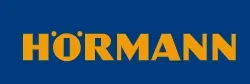 HÖRMANN logo: Orange text on a blue background.