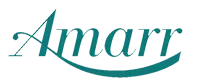 Amarr logo: Teal script with a curved underline on white background.