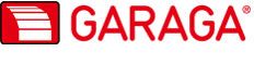 Red logo with the name