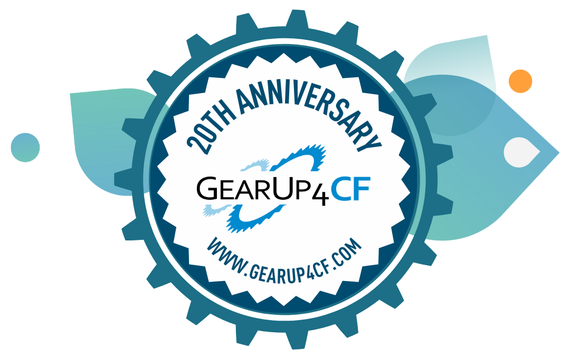 20th Anniversary Gear Up For Cystic Fibrosis logo. www.gearup4cf.com