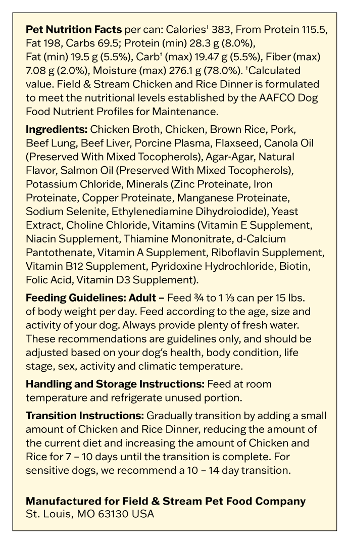 Chicken Wet Nutrition Information