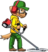 Augusta Mascot Pushing Lawn Mower