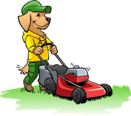 Augusta Mascot Pushing Lawn Mower