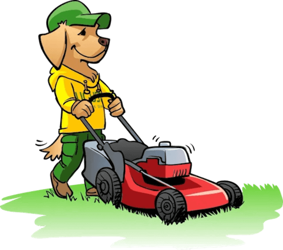Augusta Mascot Pushing Lawn Mower