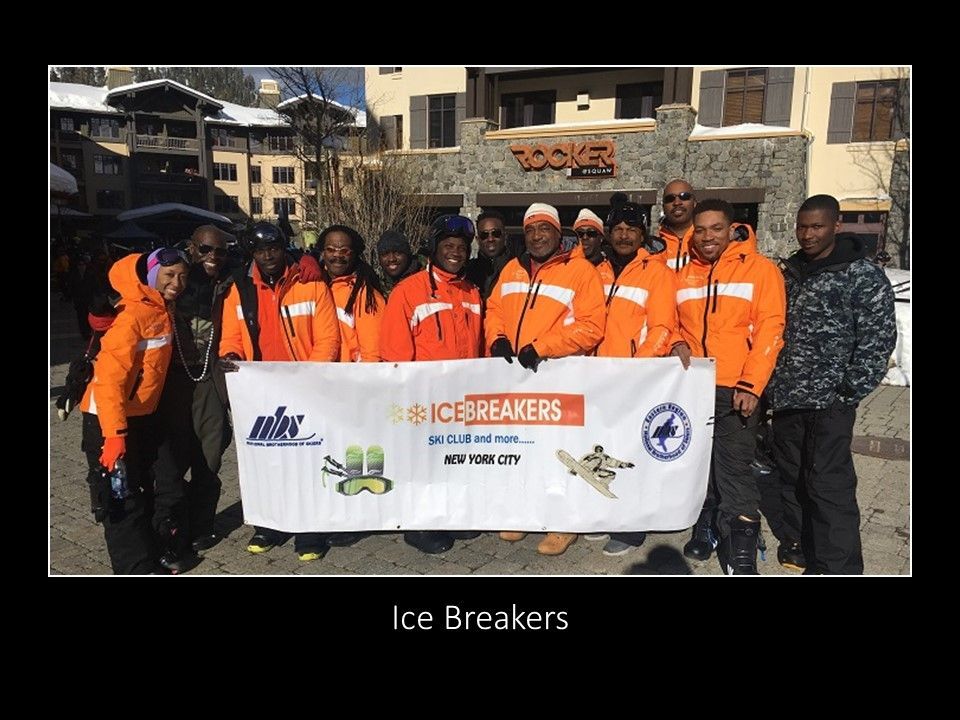 A group of people holding a banner that says ice breakers