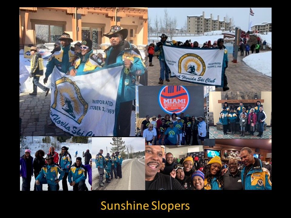 A collage of photos with the words sunshine slopers at the top