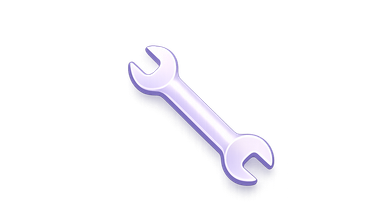 Purple wrench icon on a white background