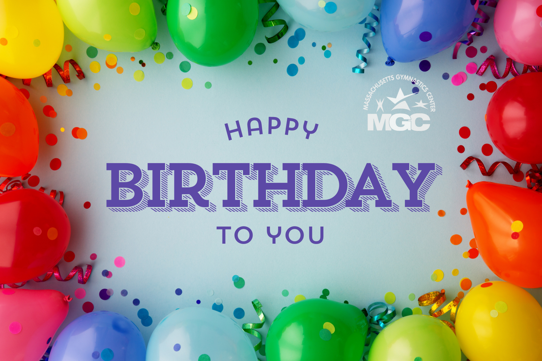 Birthday card with colorful balloons and confetti, text reads 