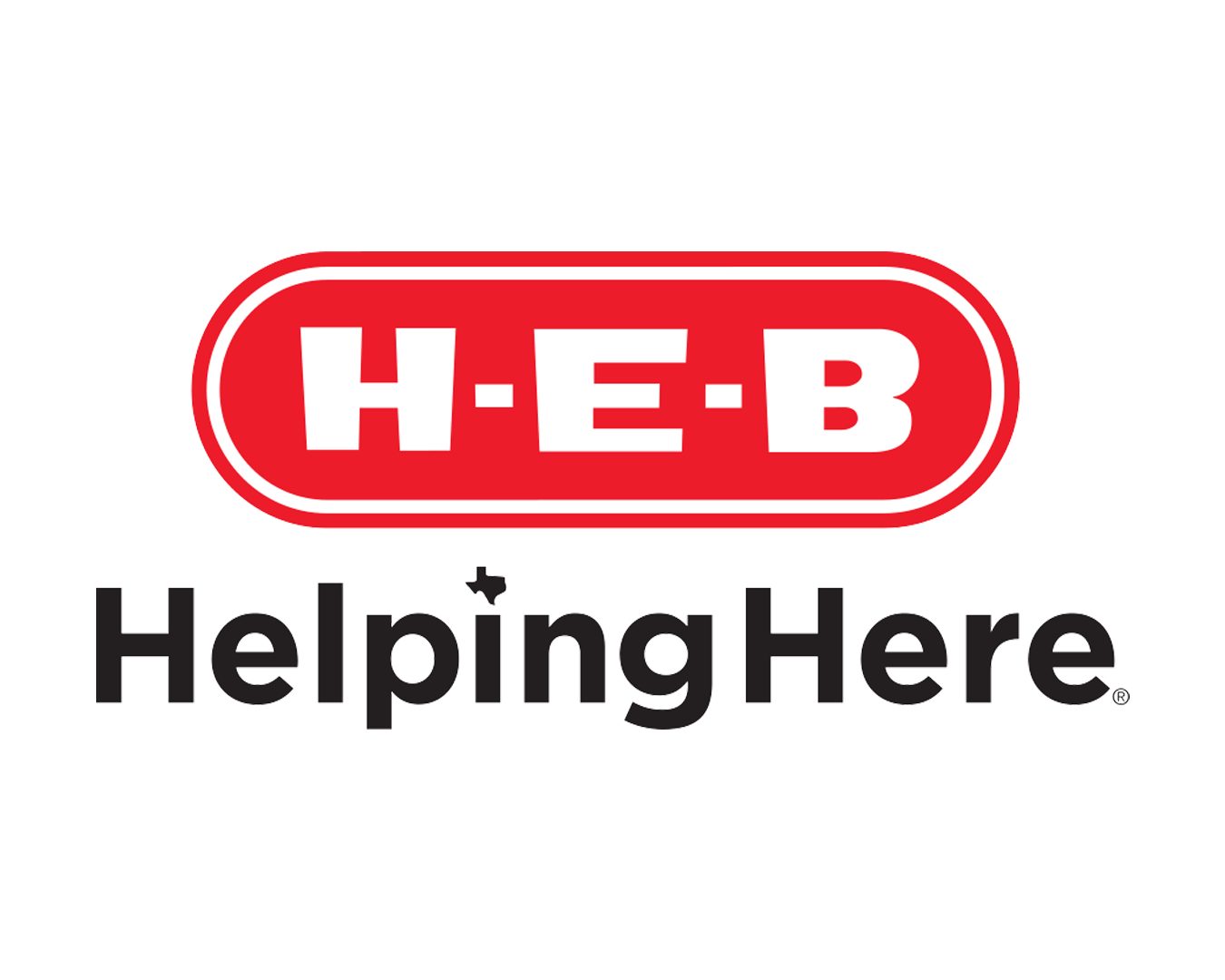 H-E-B logo with red oval containing 