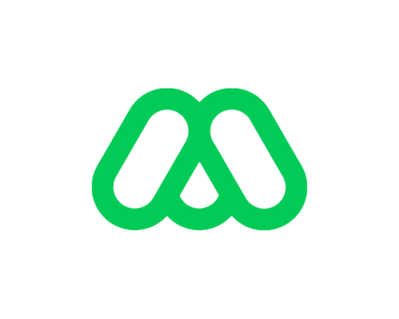 Green abstract logo with curved lines, forming an 