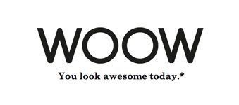 The woow logo is black and white and says `` you look awesome today ''.