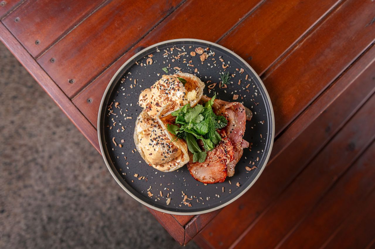 Plated dish on a timber table