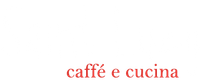 A white background with red text that says caffe e cucina