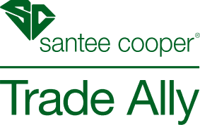 The logo for santee cooper trade ally is black and white.