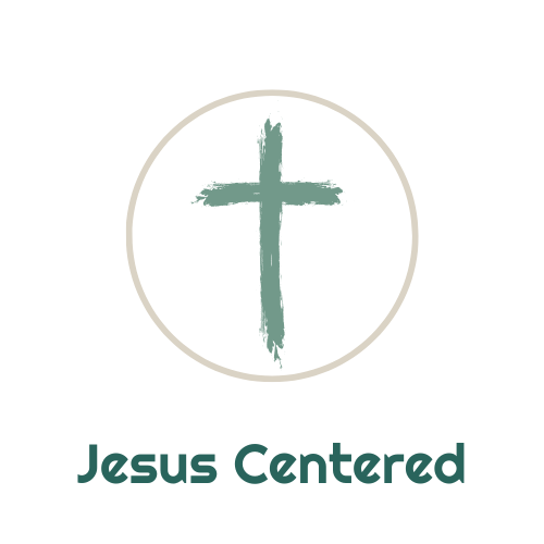A cross in a circle with the words `` jesus centered '' below it.