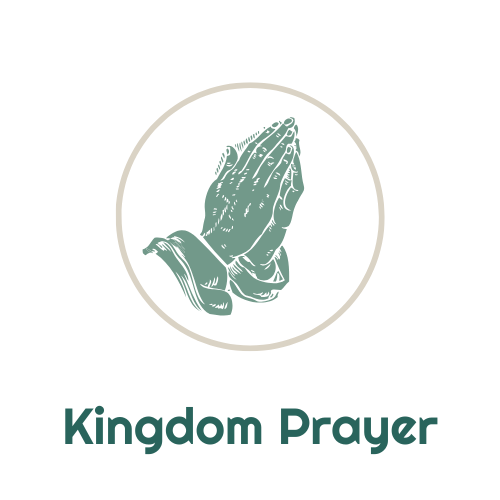 A picture of praying hands in a circle with the words `` kingdom prayer '' below it.