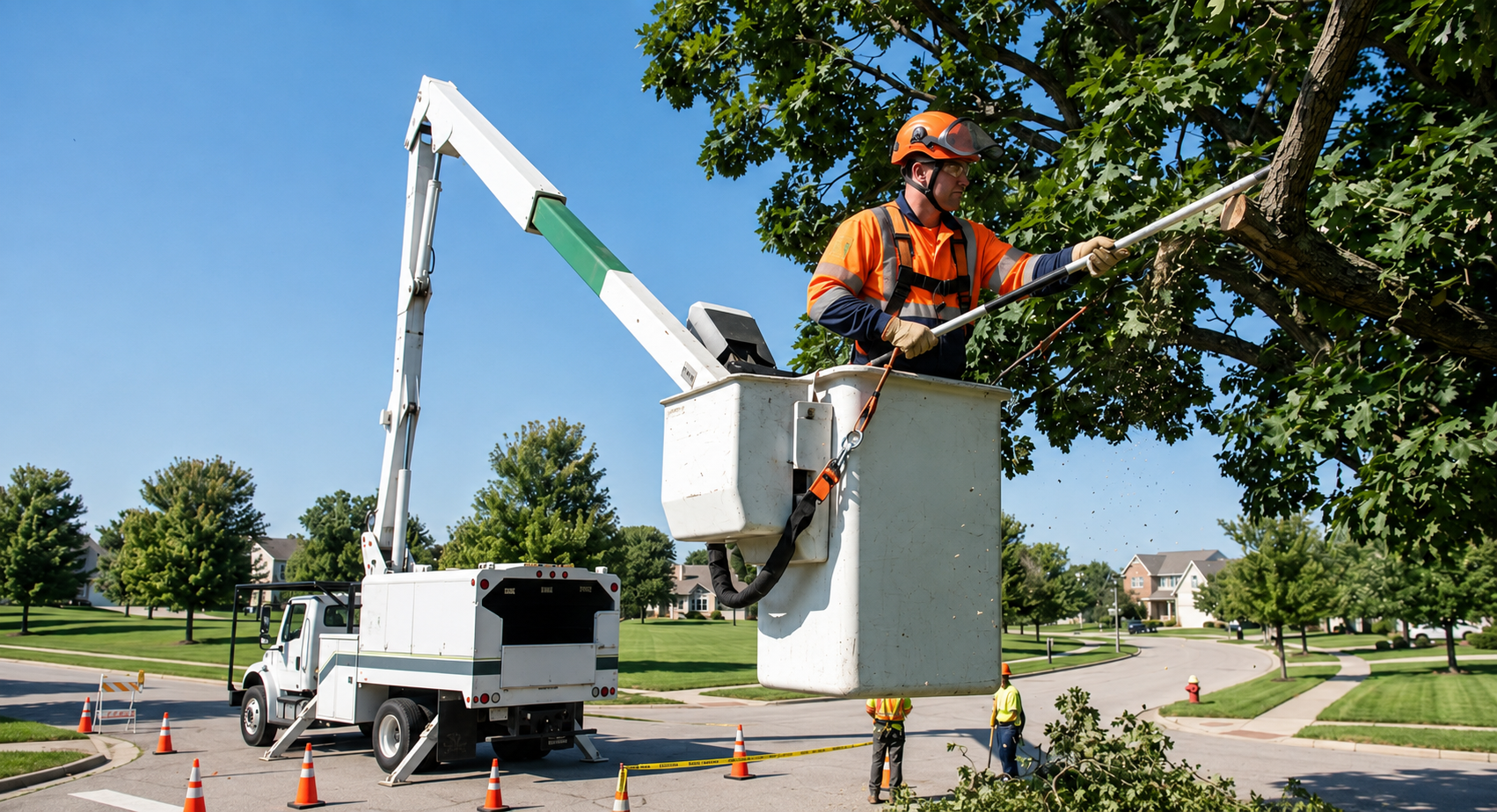 Residential tree trimming service improving yard safety and clearance