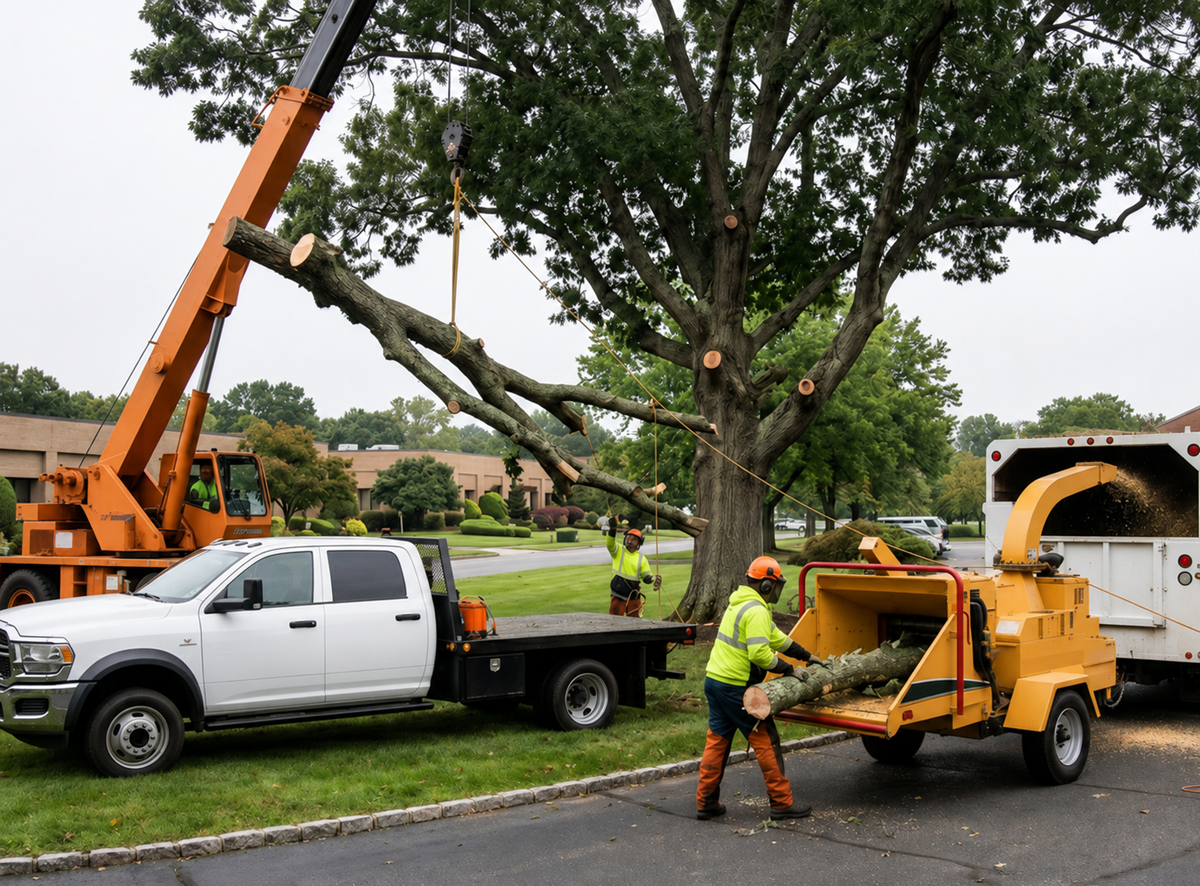 Tree care specialists working on preventative maintenance in Riverhead NY