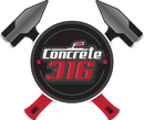 a logo for concrete 316 with two hammers