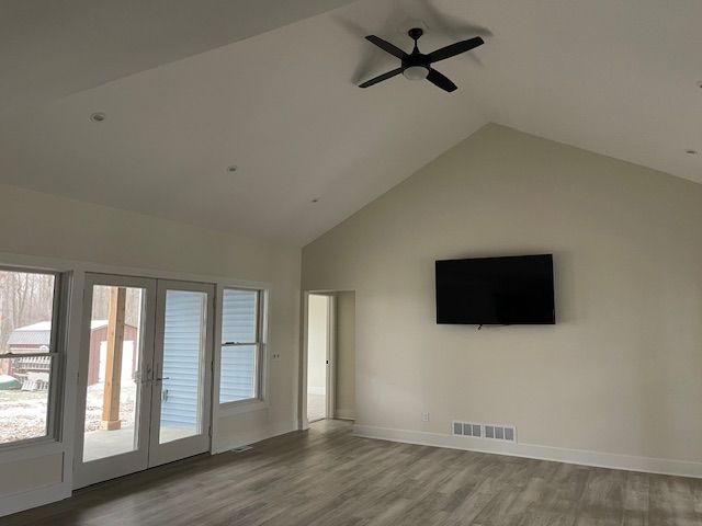 There is a ladder in the middle of the room.