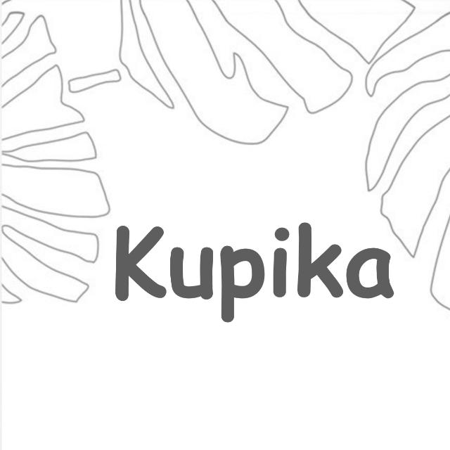A black and white logo for a company called kupika.