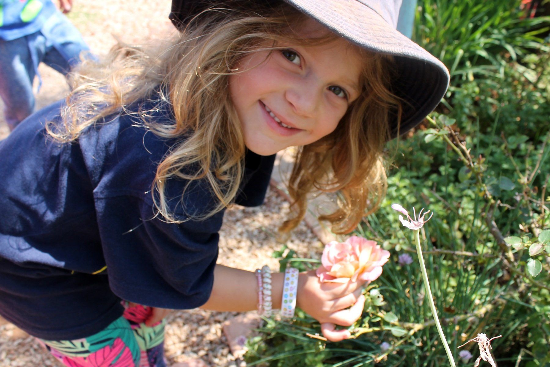 School girl in garden