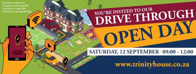 A sign that says you 're invited to our drive through open day