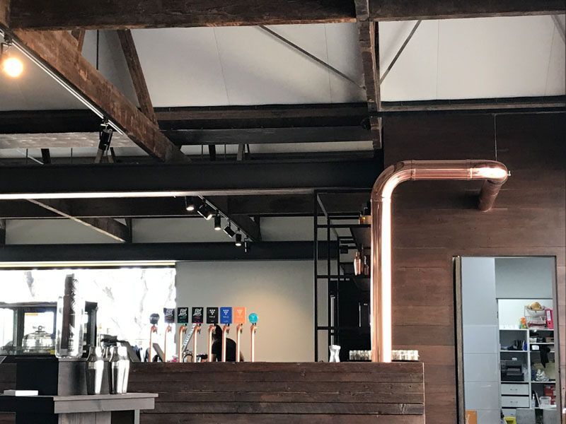 Copper pipes installed in a distilelry