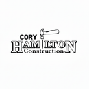 Logo for Cory Hamilton Construction, featuring a hammer and bold text.
