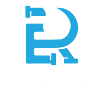 A light blue stylized logo consisting of the letters E and R merged together against a white background.
