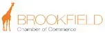 Brookfield Chamber of Commerce logo with an orange giraffe and text in a light brown color.